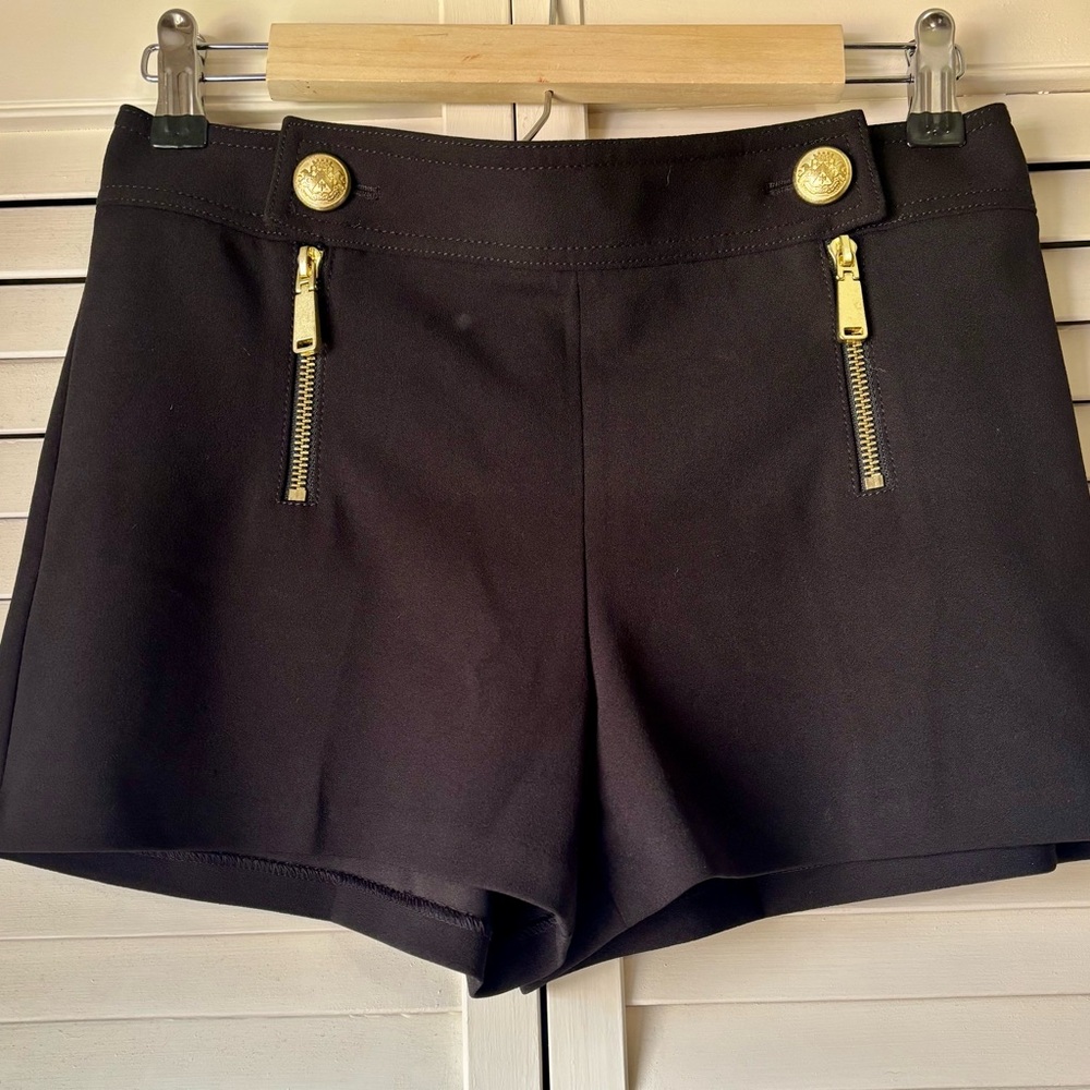 Express Black High Waist Shorts with Gold Details
